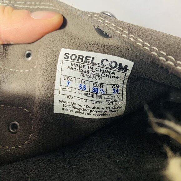 Sorel Boots Joan of Arctic Suede Faux Fur Snow Winter Women 7 Brown Mid Calf - Picture 16 of 16